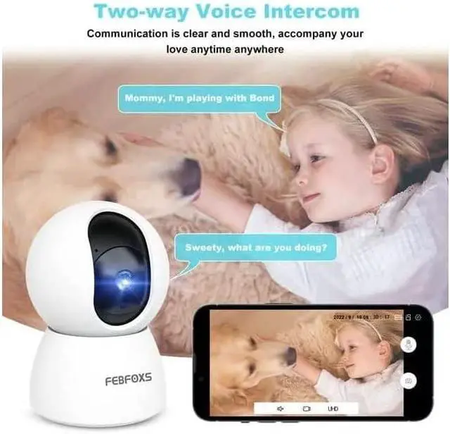Alt view image 3 of 6 - Baby Monitor Security Camera WiFi Indoor Camera 360-Degree Smart 1080P Pet Camera for Home Security and Nanny Elderly with Motion Detection, Night Vision, Two-Way Audio