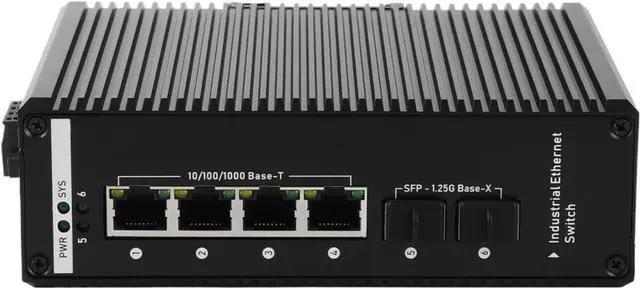 Main image of Industrial Din Rail Switch Gigabit Ethernet 2 100/1000 SFP Fiber Slot 4 10/100/1000M RJ45 Ports Managed Industrial PoE Switches Rail Mounted