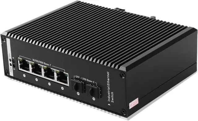 Alt view image 2 of 5 - Industrial Din Rail Switch Gigabit Ethernet 2 100/1000 SFP Fiber Slot 4 10/100/1000M RJ45 Ports Managed Industrial PoE Switches Rail Mounted