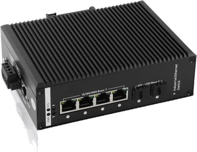 Alt view image 5 of 5 - Industrial Din Rail Switch Gigabit Ethernet 2 100/1000 SFP Fiber Slot 4 10/100/1000M RJ45 Ports Managed Industrial PoE Switches Rail Mounted