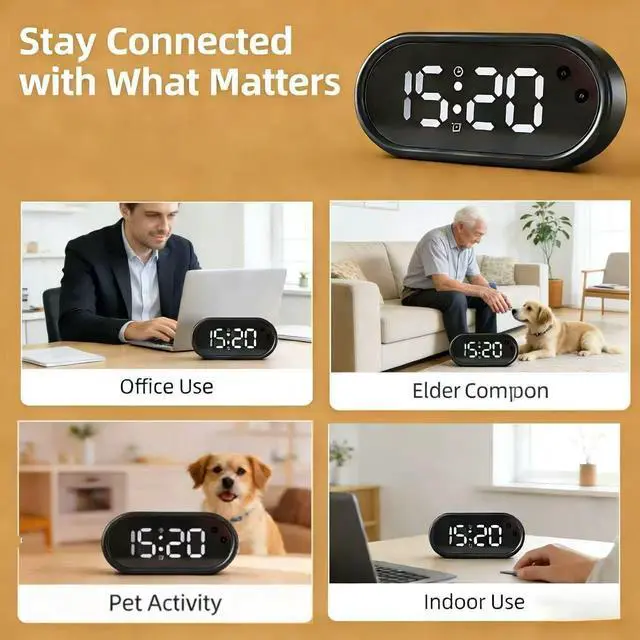 Alt view image 7 of 7 - Clock Camera - Indoor Security Camera - Indoor Security Nanny Camera for Baby Monitor, 150 ° Wide Angle Field of View Hidden Camera Clock, 1080P Camera for Home Security
