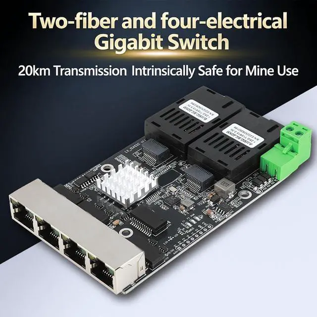 Alt view image 2 of 7 - Industrial Gigabit 2 Fiber 4 Ethernet Port Networking Switches Module Supports DC5V to 36V for Harsh