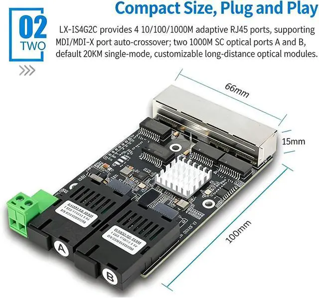 Alt view image 4 of 7 - Industrial Gigabit 2 Fiber 4 Ethernet Port Networking Switches Module Supports DC5V to 36V for Harsh