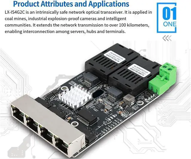Alt view image 7 of 7 - Industrial Gigabit 2 Fiber 4 Ethernet Port Networking Switches Module Supports DC5V to 36V for Harsh