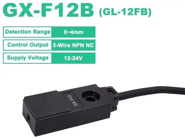Alt view image 2 of 6 - 1pc Mini Inductive Sensor NPN 3-Wire Square Proximity Switch with 1m Cable GX-F8 GX-H8 GX-F12 Normally Colsed Normally Open(GX-F12B)