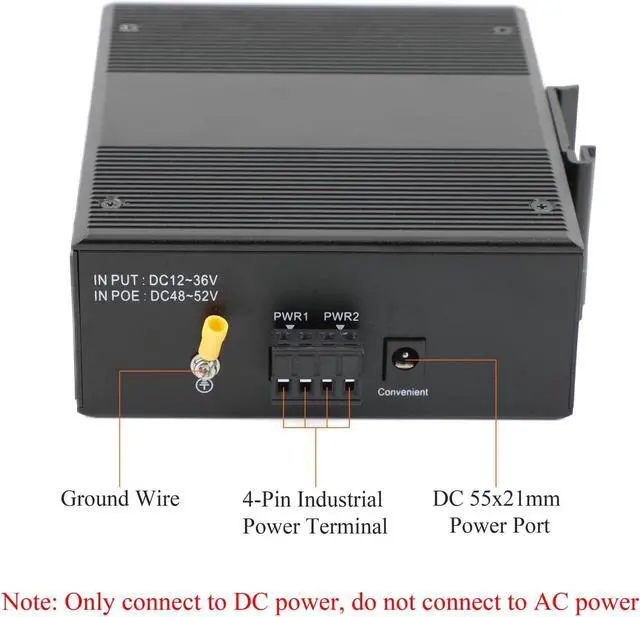 Alt view image 2 of 7 - Industrial Network Switch 5-Port Gigabit Ethernet Converter 1000Mbps, Plug & Play, IP40, Din Rail Mount