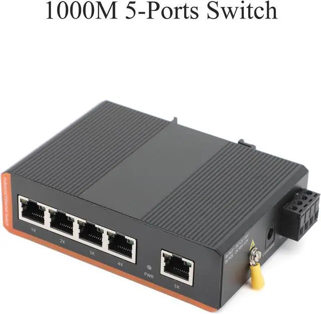 Alt view image 3 of 7 - Industrial Network Switch 5-Port Gigabit Ethernet Converter 1000Mbps, Plug & Play, IP40, Din Rail Mount