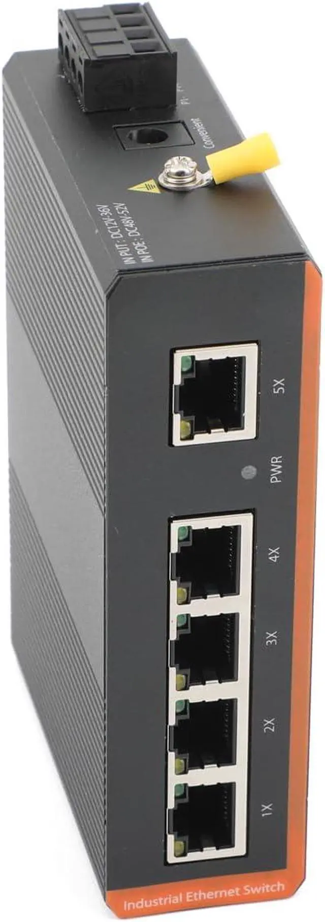 Alt view image 6 of 7 - Industrial Network Switch 5-Port Gigabit Ethernet Converter 1000Mbps, Plug & Play, IP40, Din Rail Mount