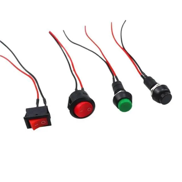 Alt view image 2 of 6 - 20pcs Push Button Switch Small car Circuit Wire Speaker Electrical mini Boat Shape Round line(Beige)
