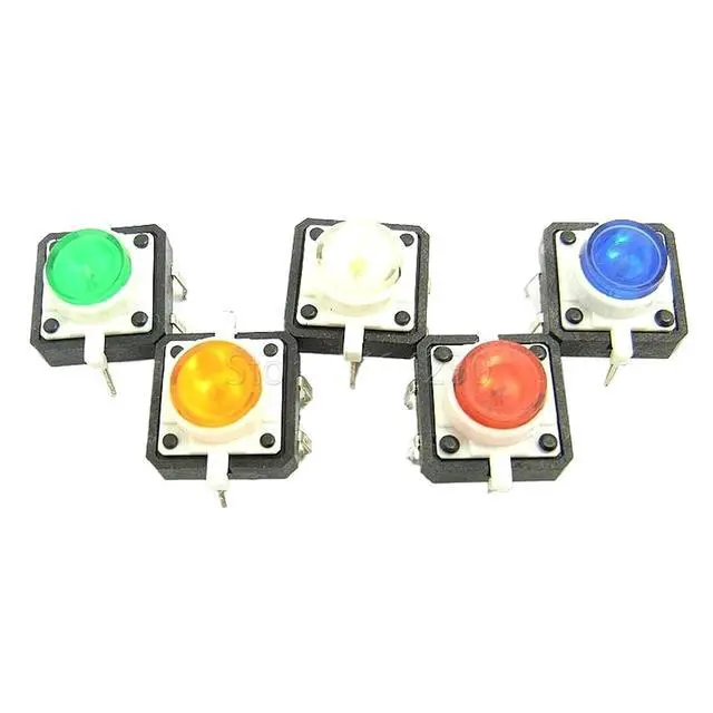 Alt view image 2 of 3 - 10PCS Colourful Tactile Push Button Switch Momentary 12 * 12 * 7.3MM Micro Switch Button Green White Blue Yellow red with Light(Red)