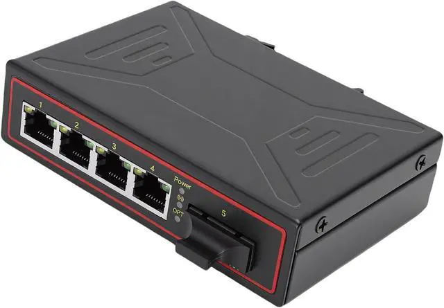 Alt view image 5 of 7 - Luqeeg Industrial Ethernet Switch, Ethernet Fiber Media Converter, Network Switch with 1 SFP & 4 RJ45 Ports, 10 100Mbps & Hot Swappable Fiber Port, Ideal for Network Operation