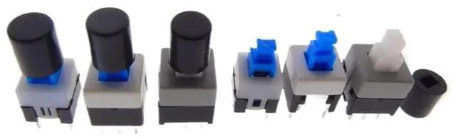 Main image of 30Sets(=1Pack) Tactile Push Button Switch Self Lock Switch 7 * 7MM 8 * 8MM 8.5 * 8.5MM Micro Switch Button + (30PCS Black Tact Cap)