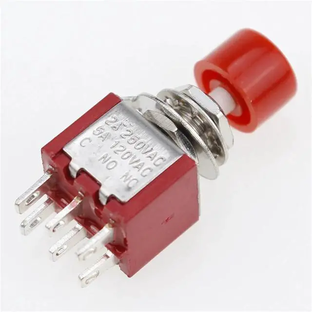 Alt view image 2 of 2 - 5pcs 6 Pin C-NO-NC 6mm Mini Momentary Automatic Push Button Switch 2A 250VAC/5A 120VAC Toggle Switches DS-622