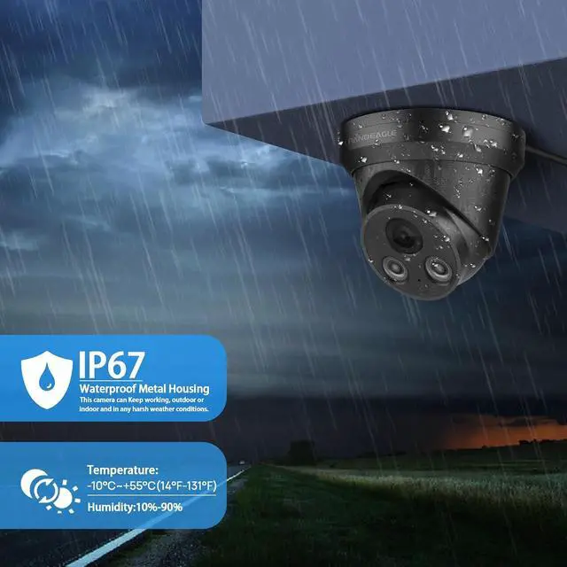 Alt view image 6 of 7 - PANOEAGLE 8MP Full Color PoE IP AI Camera,2.8mm,98ft Full Color/IR Night Vision,Human/Vehicle Detection,2-Way Audio,Micro Slot(256GB),IP67 Outdoor IP CameraBlack