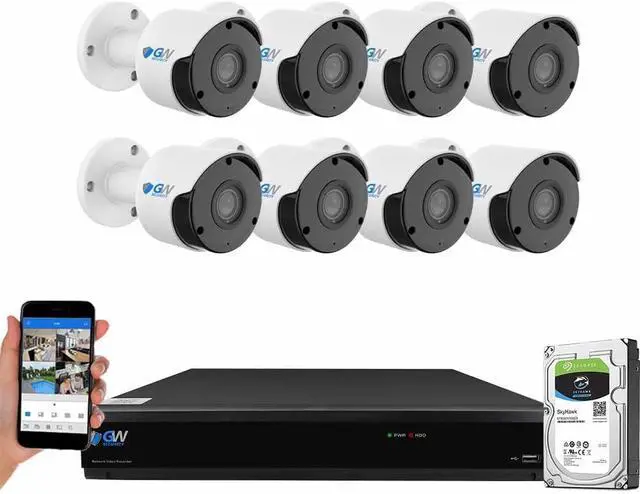 Main image of GW Security 8MP Security Camera System Outdoor with AI Face/Human/Vehicle Detection, 8CH 4K DVR and 8 x 3840TVL 8MP Microphone Home Coaxial CCTV Cameras, Smart AI Playback, Email Alert, 2TB Hard Drive