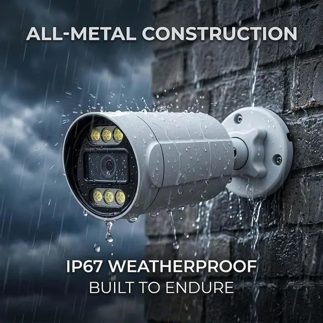 Alt view image 2 of 7 - 4K 8MP Security PoE IP Camera Wired, Person/Vehicle Detection, 2.8MM Wide-Angle Lens, 100ft IR Night Vision, IP67 Waterproof, 2 Way Talk, Surveillance Outdoor Indoor Camera