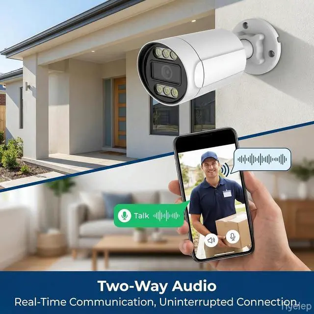 Alt view image 5 of 7 - 4K 8MP Security PoE IP Camera Wired, Person/Vehicle Detection, 2.8MM Wide-Angle Lens, 100ft IR Night Vision, IP67 Waterproof, 2 Way Talk, Surveillance Outdoor Indoor Camera