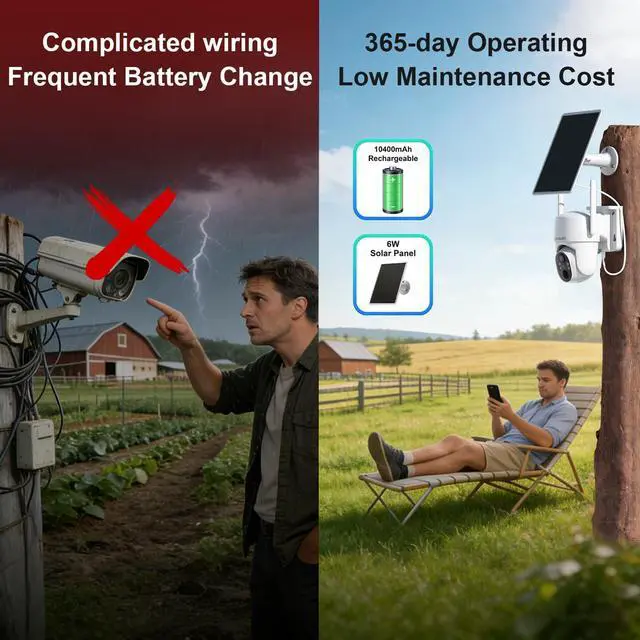 Alt view image 4 of 7 - Global 4G LTE Cellular Security Cameras Wireless Outdoor, No WiFi Security Camera, Solar Cameras Outdoor Wireless, Human Detection, 360 PTZ, 2K HD Color Night Vision, IP66 Waterproof