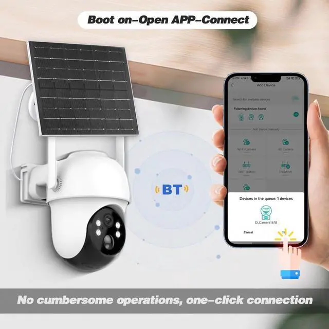 Alt view image 4 of 7 - 4MP Solar Camera Security Outdoor - 100% Wire-Free Security Cameras Wireless Outdoor for Home Surveillance, 360° Panoramic View, Human Auto Tracking, 2K Color Night Vision,2-Way Audio (2)