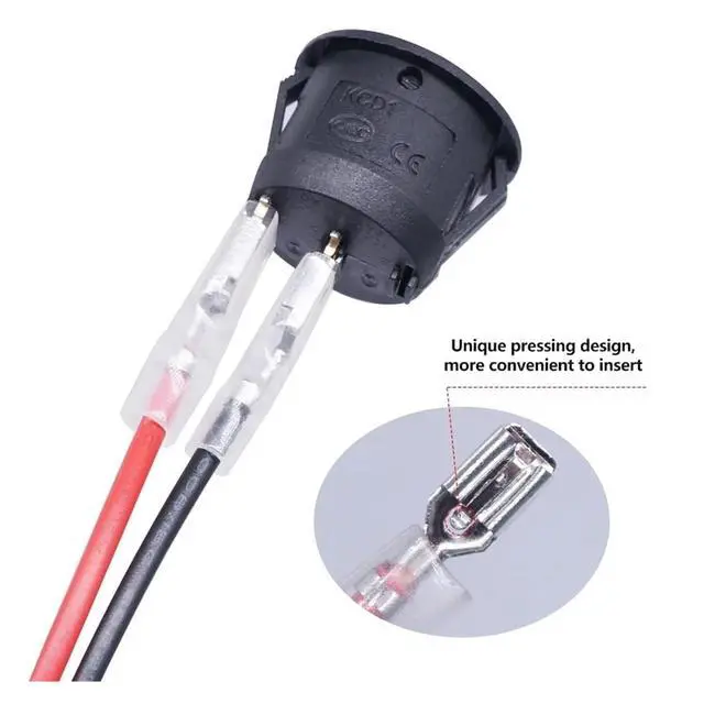 Alt view image 4 of 7 - 12V Round Rocker Switch AC 6A/250V 10A/125V SPST 2 Pin 2 Position On/Off Toggle Switch for Car Boat Automotive RV Black(20PCS)