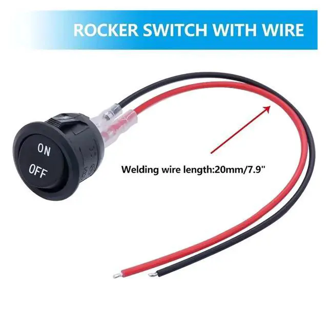 Alt view image 5 of 7 - 12V Round Rocker Switch AC 6A/250V 10A/125V SPST 2 Pin 2 Position On/Off Toggle Switch for Car Boat Automotive RV Black(20PCS)