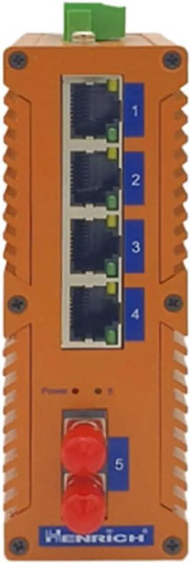 Main image of Henrich 4x100Mbps Copper Port 1 ST Multi-Mode Fiber Port Din-Rail Switch