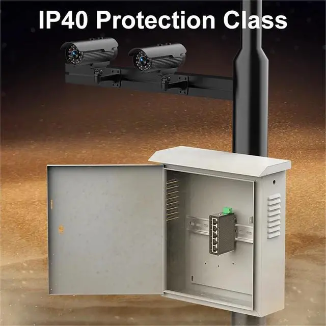 Alt view image 5 of 6 - 5 Port 100M Industrial Switch 10/100Mbps Mini Network Ethernet Switch 35mm DIN-Rail Mounted and Play DC 9-57V