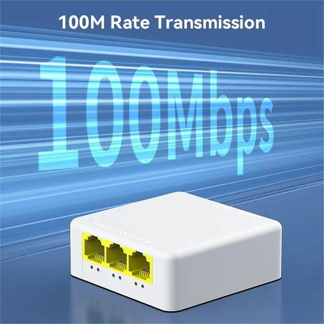 Alt view image 3 of 7 - 4 Port 100M PoE Extender 100Mbps 1 to 3 Network Switch Repeater with IEEE802.3af &Play for PoE Switch NVR Camera AP