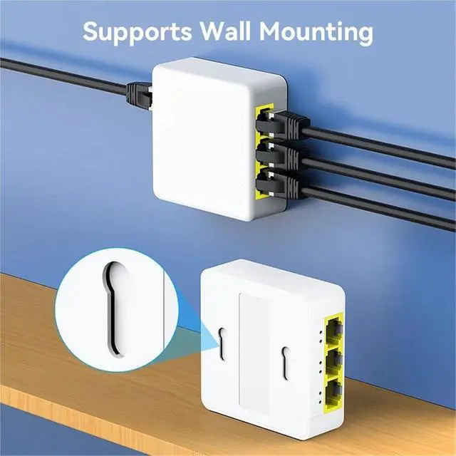 Alt view image 6 of 7 - 4 Port 100M PoE Extender 100Mbps 1 to 3 Network Switch Repeater with IEEE802.3af &Play for PoE Switch NVR Camera AP