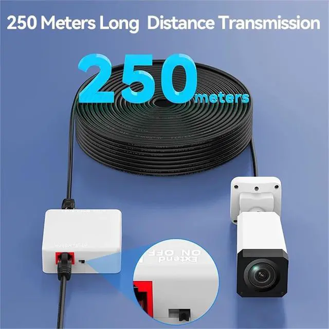 Alt view image 5 of 7 - 4 Port 100M PoE Extender 100Mbps 1 to 3 Network Switch Repeater with IEEE802.3af &Play for PoE Switch NVR Camera AP
