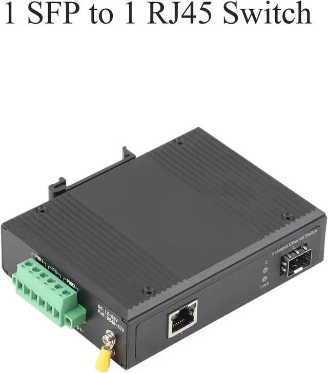 Alt view image 2 of 7 - 2PCS Gigabit Industrial POE Switch- 1 SFP Port to 1 POE 10/100/1000M Ethernet Network Switch with 1Pair SFP Module-2LC 2KM, Desktop/Din Rail Mount, Plug & Play