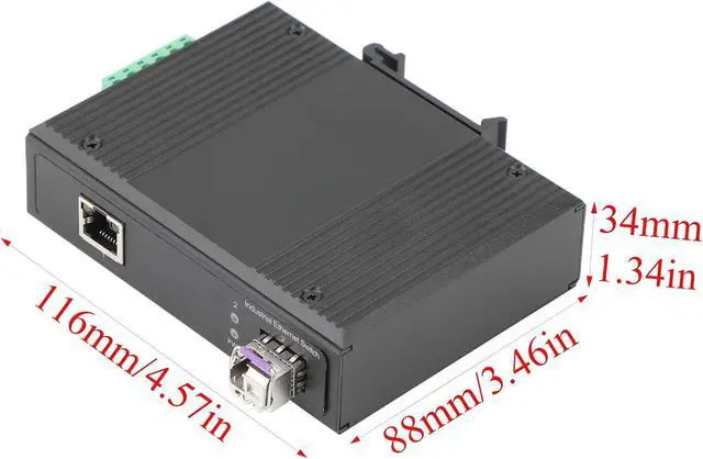 Alt view image 3 of 7 - 2PCS Gigabit Industrial POE Switch- 1 SFP Port to 1 POE 10/100/1000M Ethernet Network Switch with 1Pair SFP Module-2LC 2KM, Desktop/Din Rail Mount, Plug & Play