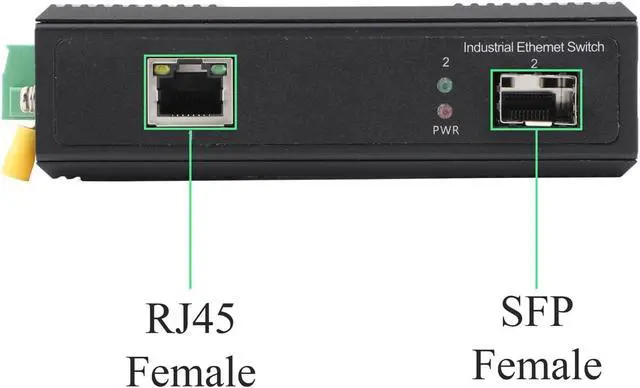 Alt view image 4 of 7 - 2PCS Gigabit Industrial POE Switch- 1 SFP Port to 1 POE 10/100/1000M Ethernet Network Switch with 1Pair SFP Module-2LC 2KM, Desktop/Din Rail Mount, Plug & Play