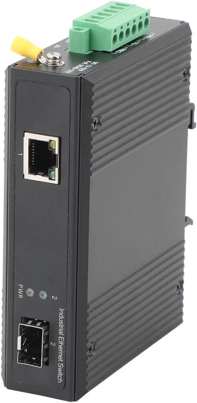 Alt view image 7 of 7 - 2PCS Gigabit Industrial POE Switch- 1 SFP Port to 1 POE 10/100/1000M Ethernet Network Switch with 1Pair SFP Module-2LC 2KM, Desktop/Din Rail Mount, Plug & Play