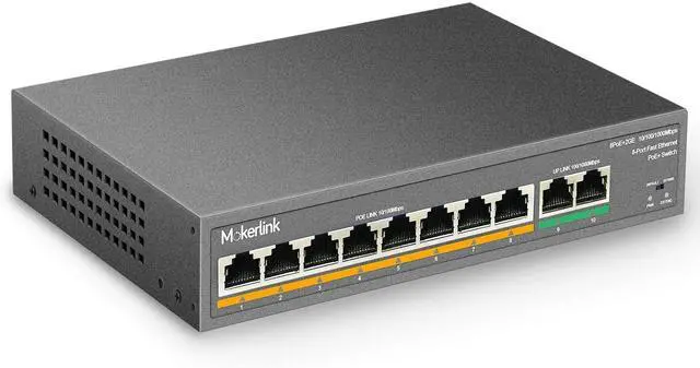 Alt view image 3 of 7 - MokerLink PoE Switch, 6 Port and 10 Port PoE Switch, Support IEEE802.3af/at, Fanless Metal Plug & Play