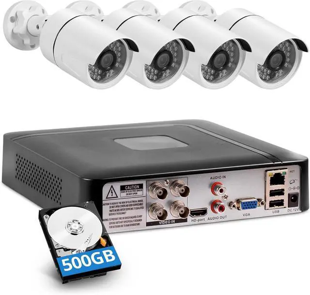 Main image of Fuers Wired Security Camera System with Human Detection, H.265+ 3K Lite 4 Channel DVR and 4 x 1080P 2MP CCTV IP66 Cameras with Night Vision for Outdoor Use, 500G Hard Drive,Remote Access