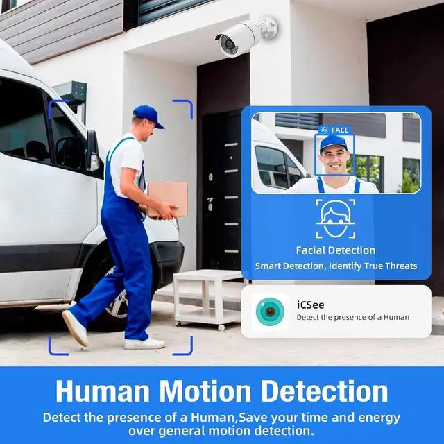 Alt view image 4 of 7 - Fuers Wired Security Camera System with Human Detection, H.265+ 3K Lite 4 Channel DVR and 4 x 1080P 2MP CCTV IP66 Cameras with Night Vision for Outdoor Use, 500G Hard Drive,Remote Access