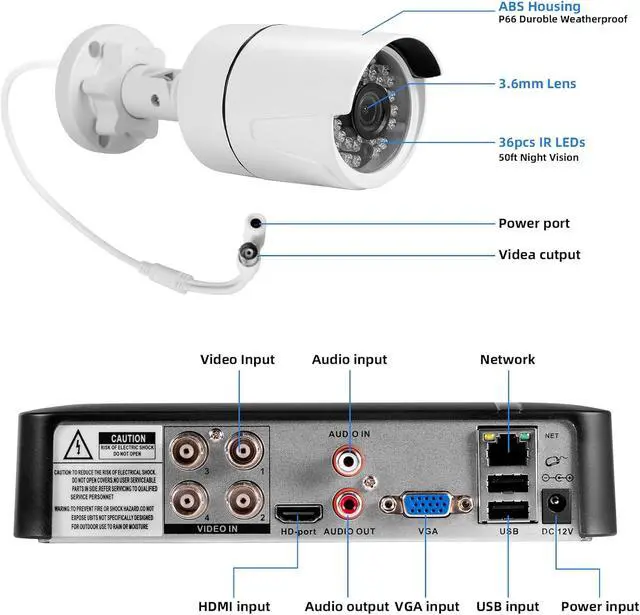 Alt view image 6 of 7 - Fuers Wired Security Camera System with Human Detection, H.265+ 3K Lite 4 Channel DVR and 4 x 1080P 2MP CCTV IP66 Cameras with Night Vision for Outdoor Use, 500G Hard Drive,Remote Access