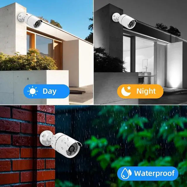 Alt view image 7 of 7 - Fuers Wired Security Camera System with Human Detection, H.265+ 3K Lite 4 Channel DVR and 4 x 1080P 2MP CCTV IP66 Cameras with Night Vision for Outdoor Use, 500G Hard Drive,Remote Access