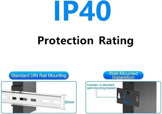 Alt view image 6 of 7 - Network Switch 5 Port Gigabit Industrial Switch 1000Mbps Industrial Ethernet Switch DIN Rail Mounted