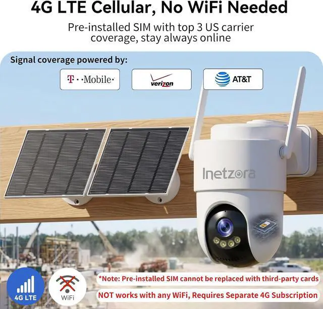 Alt view image 3 of 7 - 5MP HD 4G Cellular Solar Outdoor Security Camera, No WiFi Support