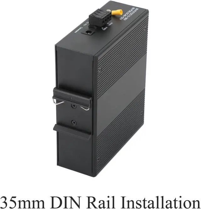 Alt view image 7 of 7 - Industrial Network Switch Gigabit Ethernet Fiber Optic Converter - 1 SFP to 8 RJ45, 10/100/1000M, IP40, Din Rail Mount