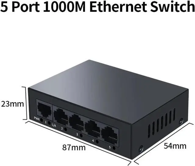 Alt view image 2 of 2 - Business Ethernet switches 5 Port Gigabit Ethernet Switch 1000Mbps Metal Network Fast Switcher