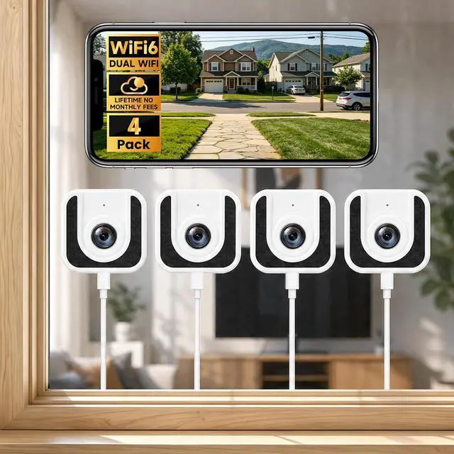 Main image of 3MP Window Camera,Free Cloud Storage,2.4Ghz & 5Ghz WiFi Indoor Cameras for Home Security, Color Starlight Night Vision, Anti-Glare, AI Motion Detection, 24/7 Recording, Compatible with Alexa