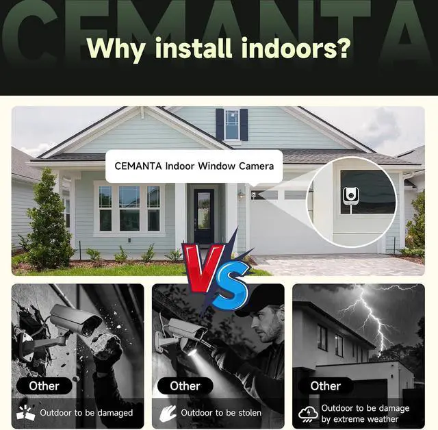 Alt view image 7 of 7 - 3MP Window Camera,Free Cloud Storage,2.4Ghz & 5Ghz WiFi Indoor Cameras for Home Security, Color Starlight Night Vision, Anti-Glare, AI Motion Detection, 24/7 Recording, Compatible with Alexa