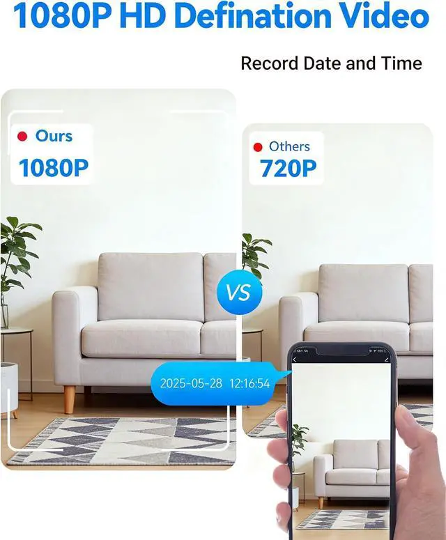 Alt view image 4 of 7 - HD1080P Wireless Dome Cameras, Mini Small Nanny Cam, WiFi Indoor Camera for Home Security, Baby Monitor with Motion Detector, Surveliance System Remote Monitoring for Homes/Office/Pet