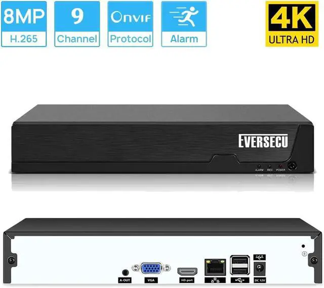 Alt view image 2 of 7 - 9-Channel 4K NVR Work with 1080P/3MP/4MP/5MP/8MP ONVIF Compatible IP Cameras Ultra HD Network CCTV Video Recorder Cloud P2P Remote Access Motion Alert, Xmeye App&PC Software