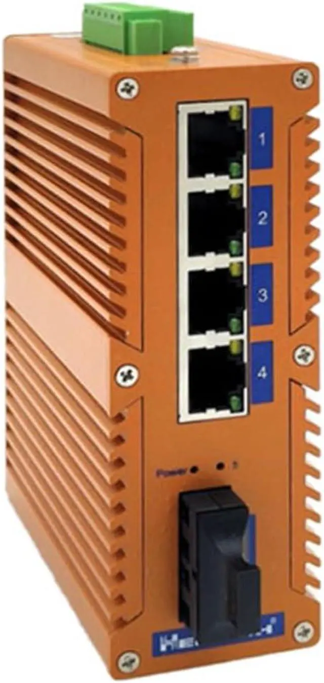 Alt view image 2 of 3 - Henrich 4x100Mbps Copper Port 1 Multi-Mode SC Fiber Port Din-Rail Switch