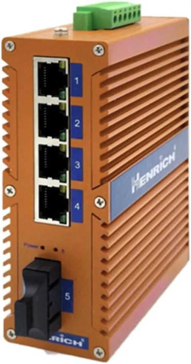 Alt view image 3 of 3 - Henrich 4x100Mbps Copper Port 1 Multi-Mode SC Fiber Port Din-Rail Switch