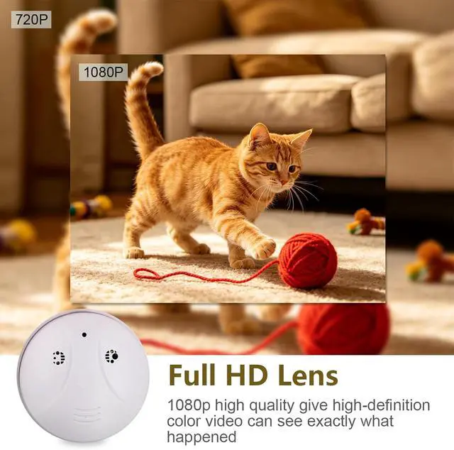 Alt view image 2 of 7 - WiFi Security Camera, Hidden Spy Camera Smoke Detector, Hidden Camera Nanny Cam 1080P Mini Camera with Night Vision Remote Viewing Motion Detecion for Baby Pet Elderly Indoor Surveillance